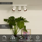 NIGEL - Spot plafonnier - LED Dim to warm - GU10 - 3x5W 2200K/3000K - Blanc
