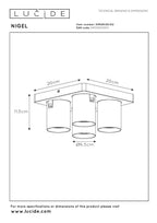 NIGEL - Plafondspot - LED Dim to warm - GU10 - 4x5W 2200K/3000K - Mat Goud / Messing