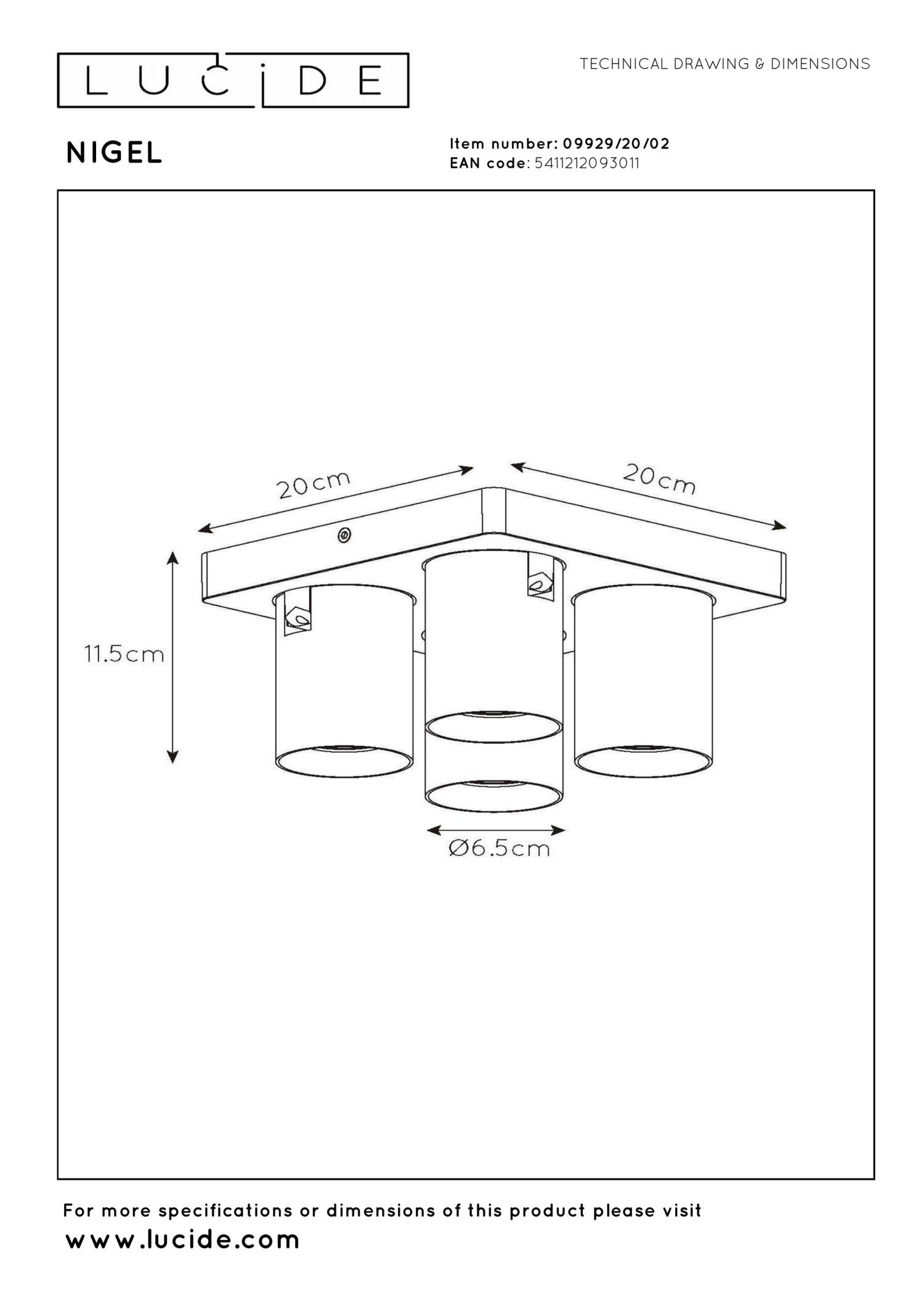 NIGEL - Plafondspot - LED Dim to warm - GU10 - 4x5W 2200K/3000K - Mat Goud / Messing