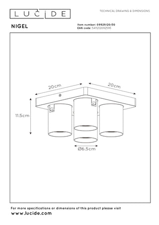 NIGEL - Plafondspot - LED Dim to warm - GU10 - 4x5W 2200K/3000K - Zwart