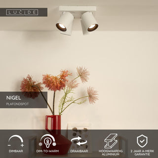 NIGEL - Spot plafonnier - LED Dim to warm - GU10 - 4x5W 2200K/3000K - Blanc