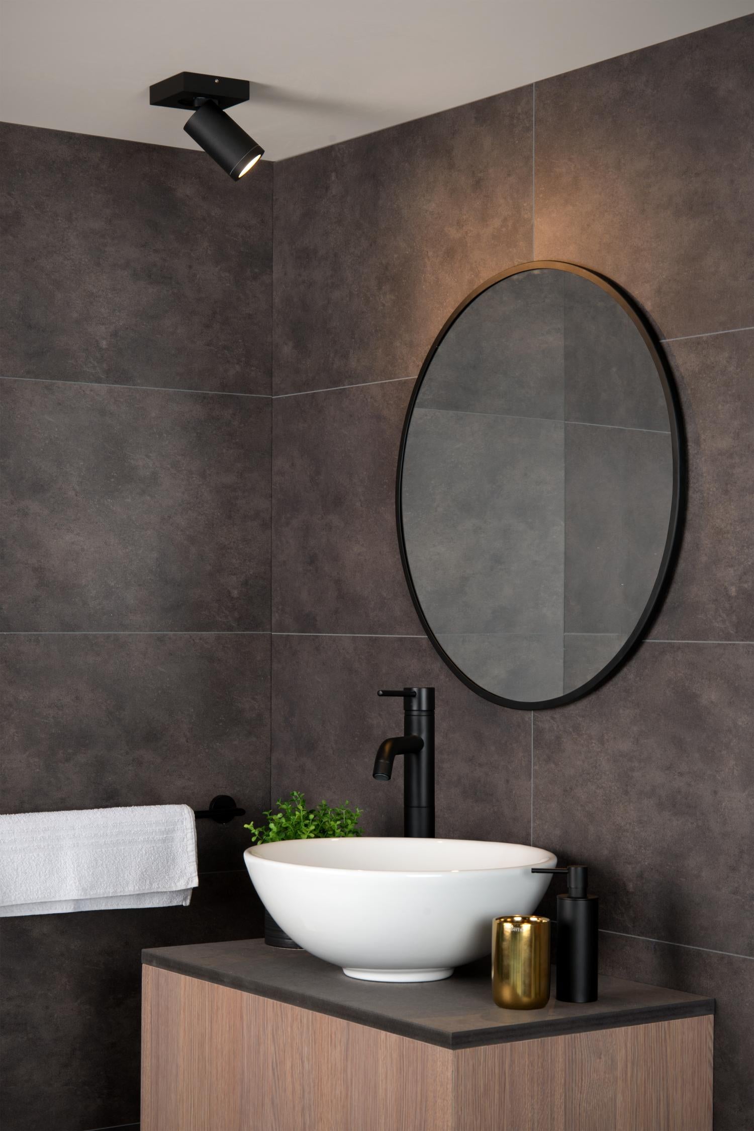 TAYLOR - Ceiling spot Bathroom - LED Dim to warm - GU10 - 1x5W 2200K/3000K - IP44 - Black