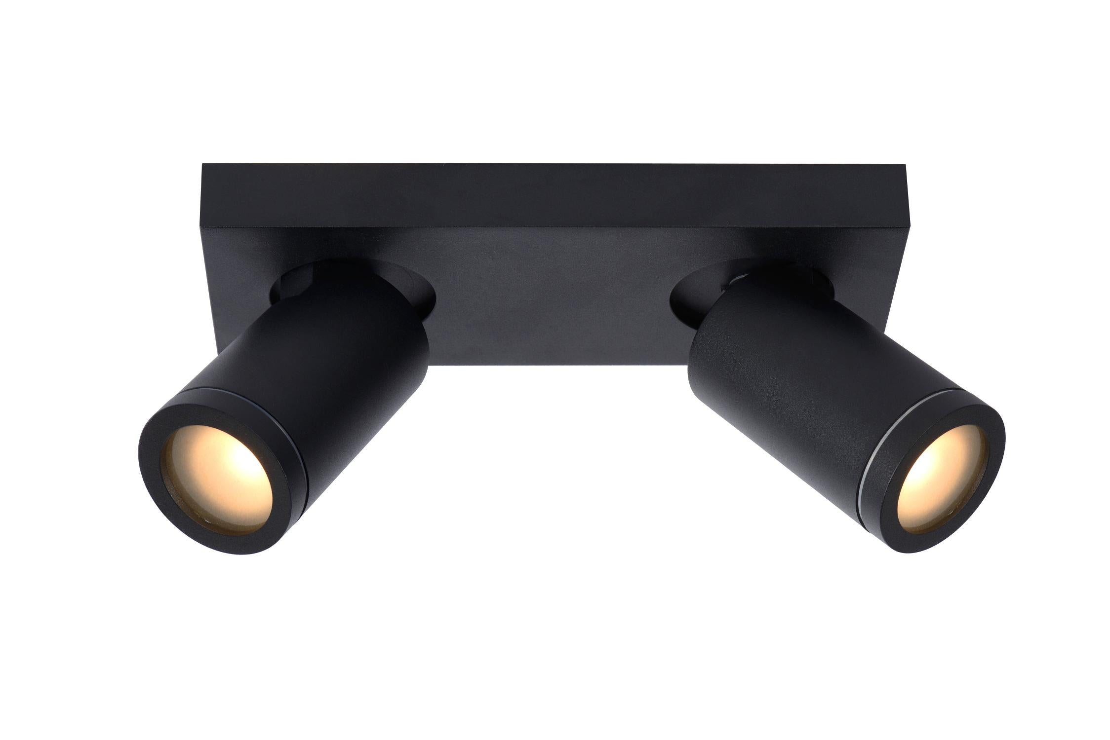 TAYLOR - Ceiling spot Bathroom - LED Dim to warm - GU10 - 2x5W 2200K/3000K - IP44 - Black