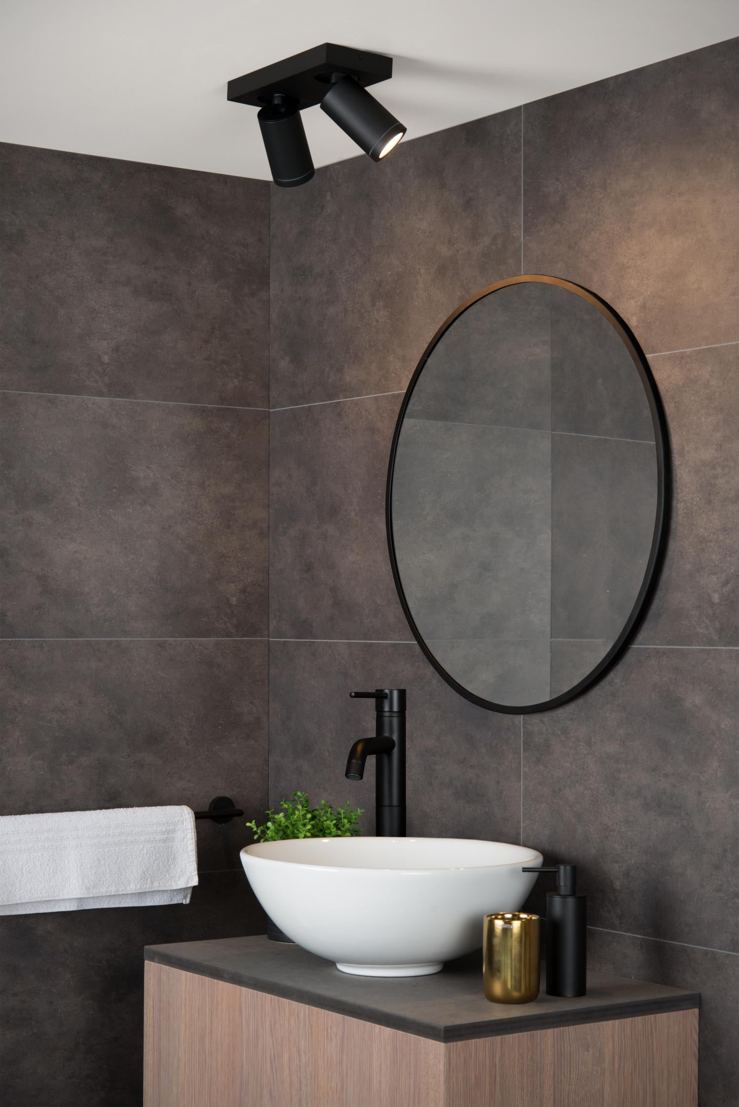 TAYLOR - Ceiling spot Bathroom - LED Dim to warm - GU10 - 2x5W 2200K/3000K - IP44 - Black