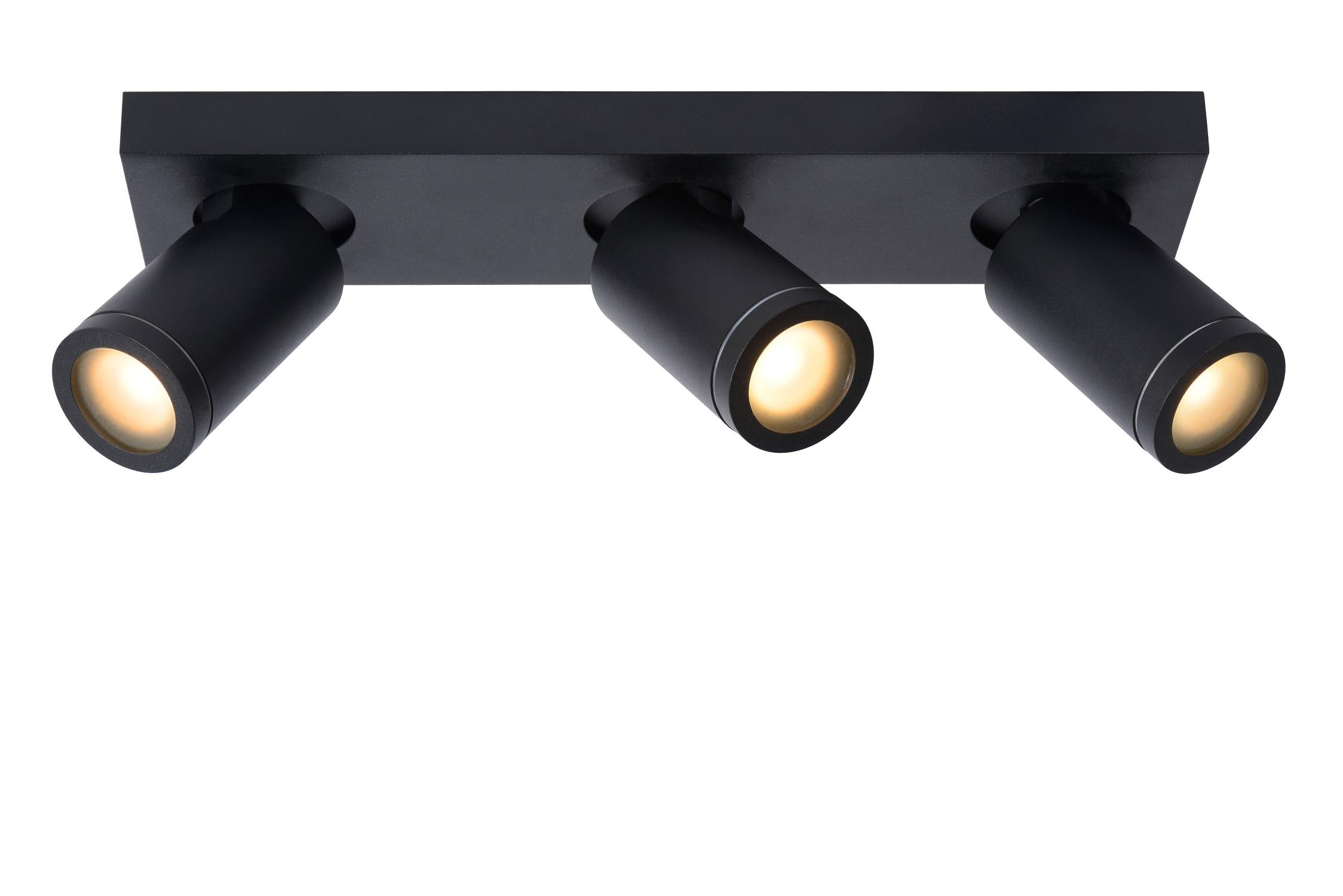 TAYLOR - Spot plafonnier Salle de bain - LED Dim to warm - GU10 - 3x5W 2200K/3000K - IP44 - Noir
