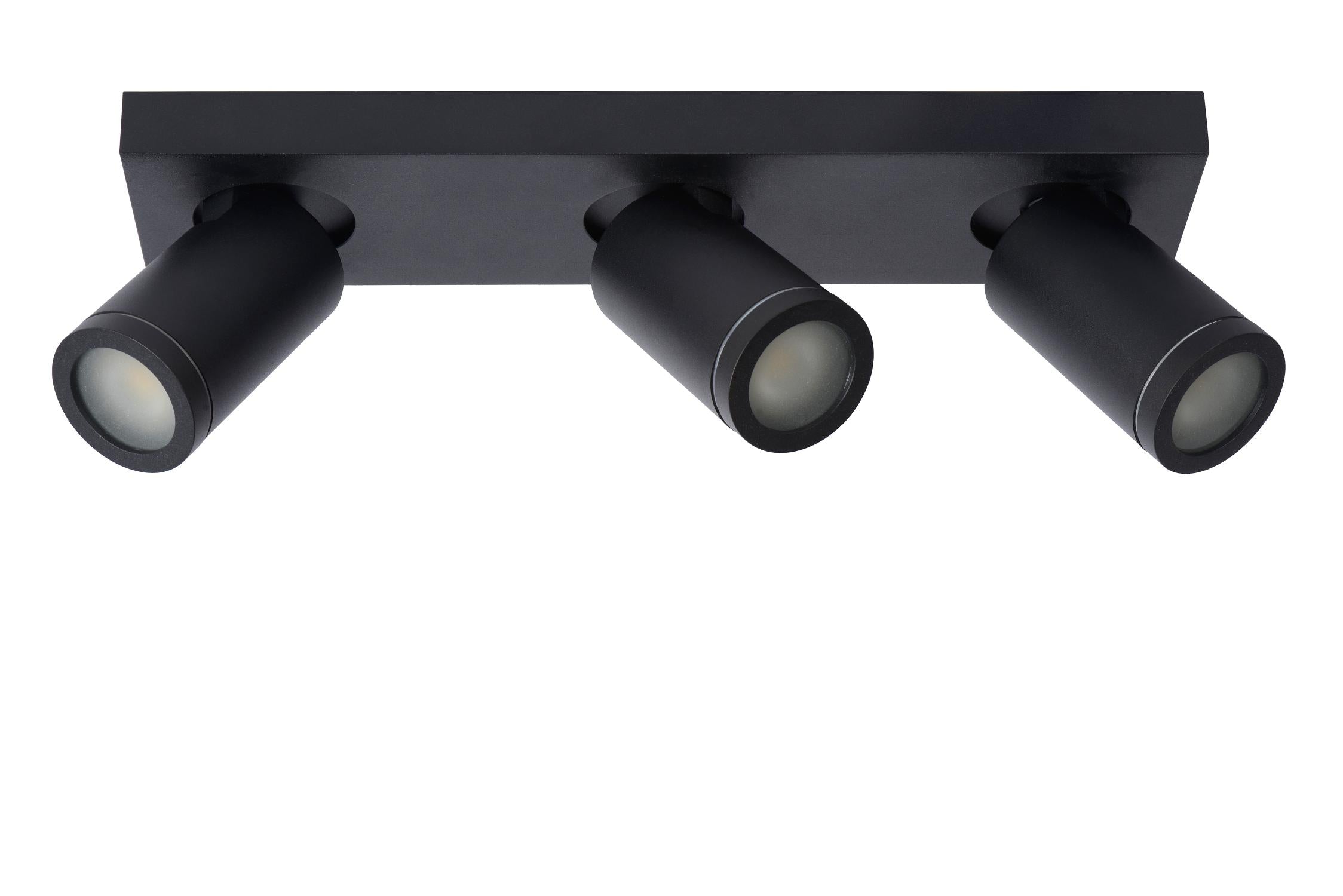 TAYLOR - Spot plafonnier Salle de bain - LED Dim to warm - GU10 - 3x5W 2200K/3000K - IP44 - Noir