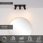 TAYLOR - Spot plafonnier Salle de bain - LED Dim to warm - GU10 - 3x5W 2200K/3000K - IP44 - Noir