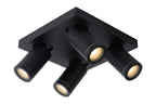 TAYLOR - Spot plafonnier Salle de bain - LED Dim to warm - GU10 - 4x5W 2200K/3000K - IP44 - Noir