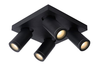 TAYLOR - Spot plafonnier Salle de bain - LED Dim to warm - GU10 - 4x5W 2200K/3000K - IP44 - Noir