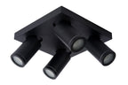 TAYLOR - Spot plafonnier Salle de bain - LED Dim to warm - GU10 - 4x5W 2200K/3000K - IP44 - Noir