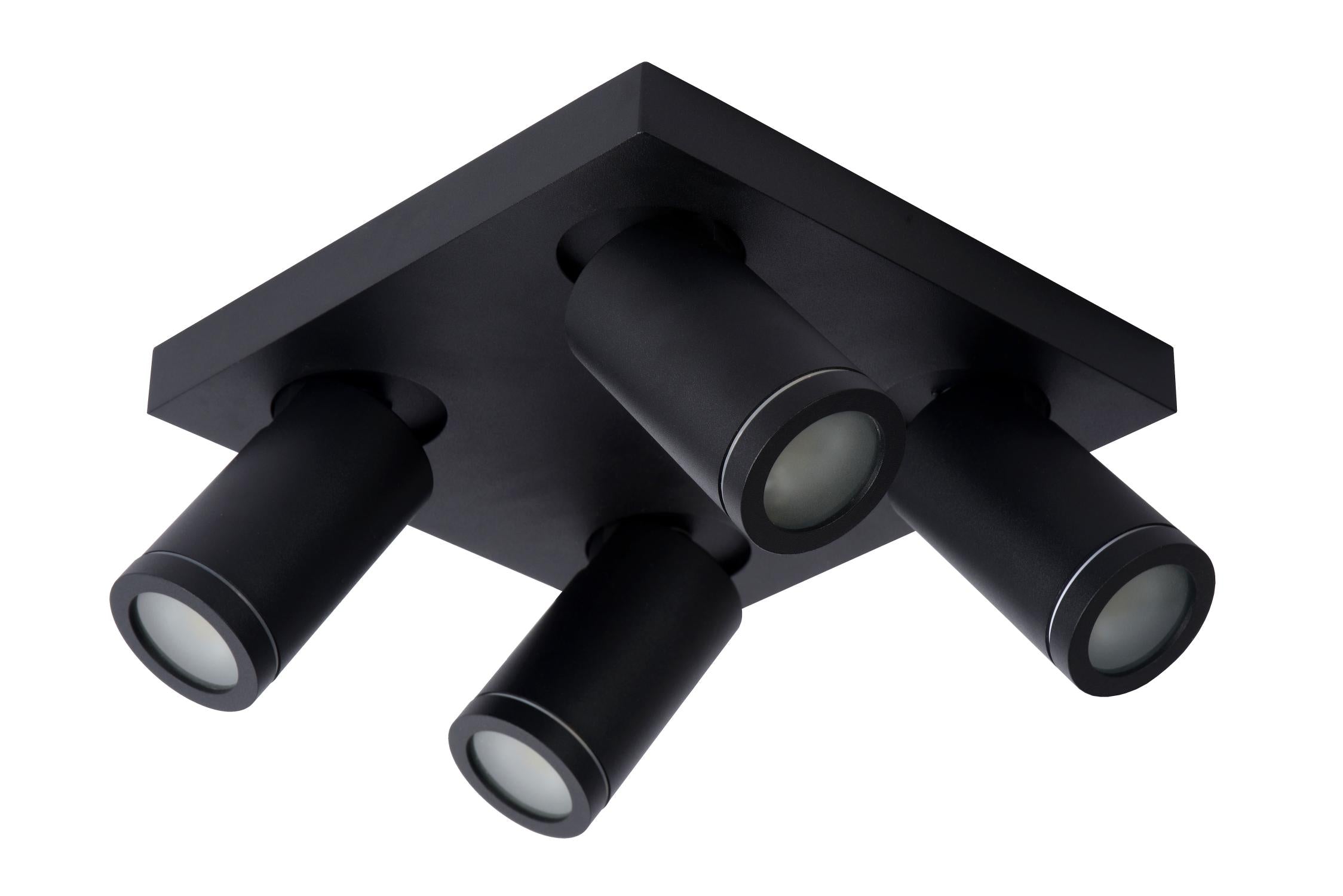 TAYLOR - Spot plafonnier Salle de bain - LED Dim to warm - GU10 - 4x5W 2200K/3000K - IP44 - Noir