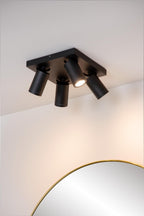 TAYLOR - Spot plafonnier Salle de bain - LED Dim to warm - GU10 - 4x5W 2200K/3000K - IP44 - Noir
