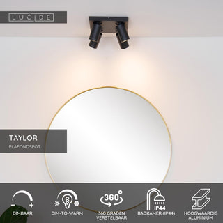 TAYLOR - Spot plafonnier Salle de bain - LED Dim to warm - GU10 - 4x5W 2200K/3000K - IP44 - Noir
