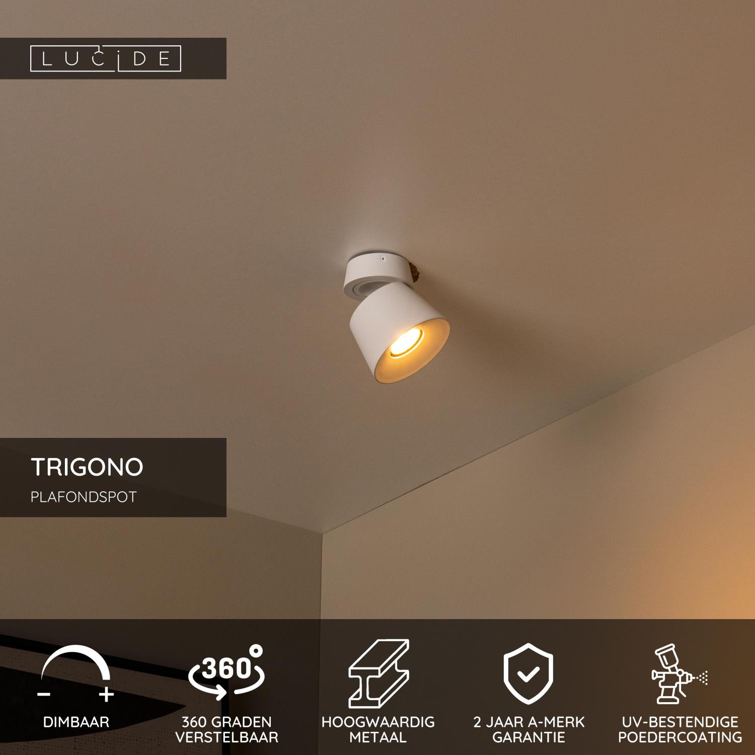 TRIGONO - Spot plafonnier - Ø 10,5 cm - 1xGU10 - Blanc