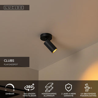 CLUBS - Spot plafonnier - 1xGU10 - Noir