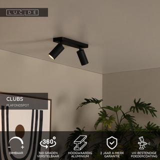 CLUBS - Spot plafonnier - 2xGU10 - Noir
