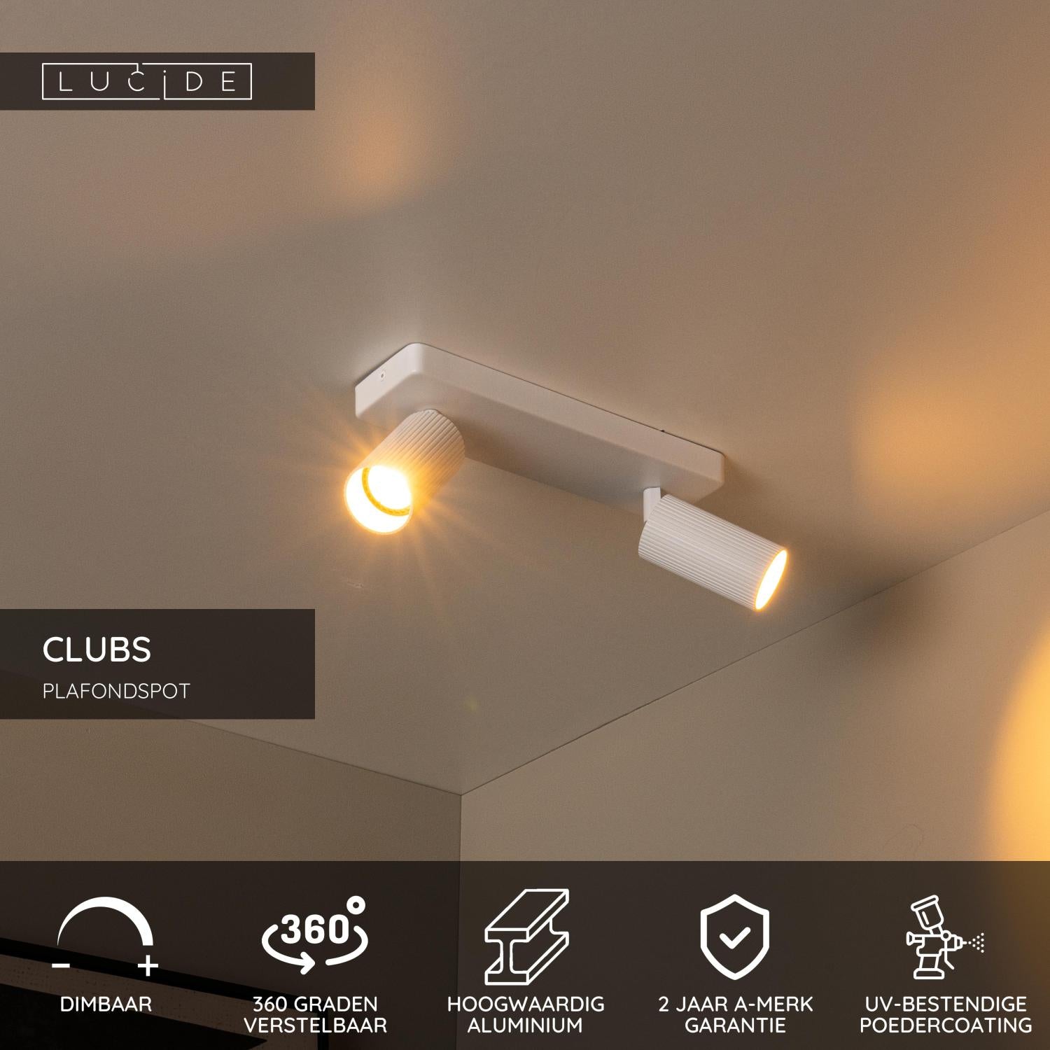 CLUBS - Spot plafonnier - 2xGU10 - Blanc