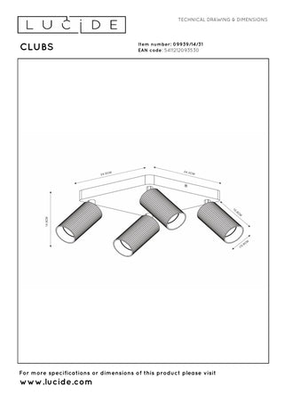 CLUBS - Spot plafonnier - 4xGU10 - Blanc