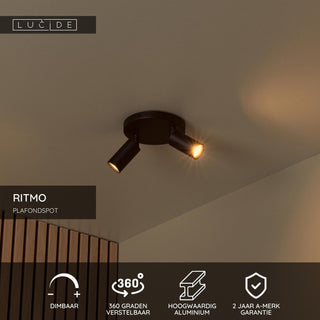RITMO - Spot plafonnier - Ø 15 cm - 2xGU10 (MR11) - Noir
