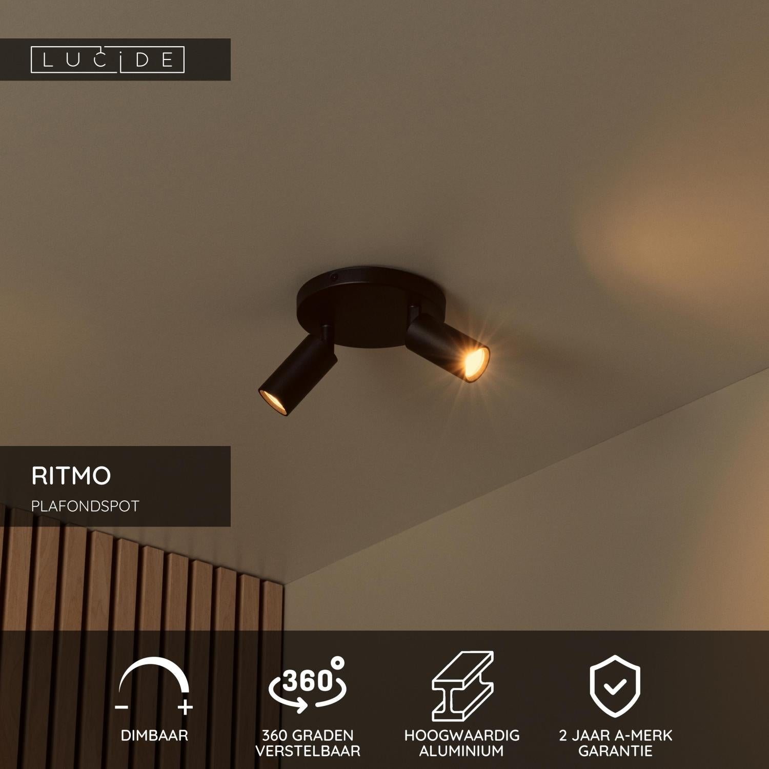 RITMO - Spot plafonnier - Ø 15 cm - 2xGU10 (MR11) - Noir