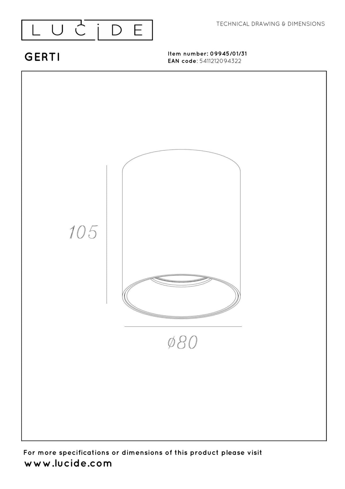 Lucide - GERTI - Ceiling spotlight - Ø 8 cm - 1xGU10 (MR16) - Including interchangeable rings - White - IP20
