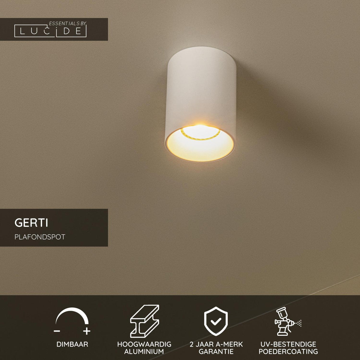 Lucide - GERTI - Plafondspot - Ø 8 cm - 1xGU10 (MR16) - Inclusief omwisselbare ringen - Wit - IP20