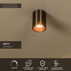 Lucide - GERTI - Plafondspot - Ø 8 cm - 1xGU10 (MR16) - Koffie - IP20