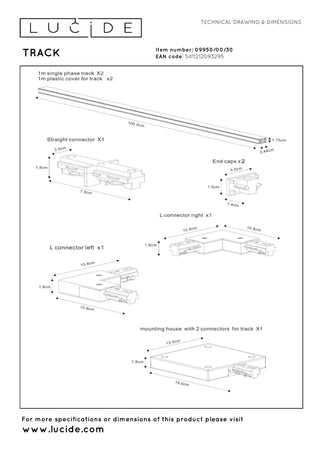 TRACK Starterset - 1-fase Railsysteem / Railverlichting - 2 meter - Zwart