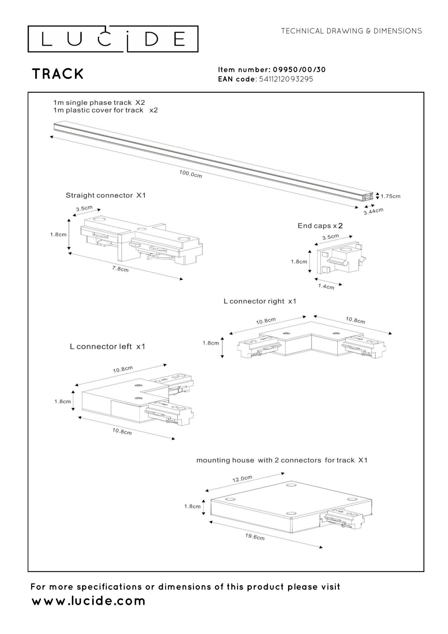 TRACK Starterset - 1-fase Railsysteem / Railverlichting - 2 meter - Zwart