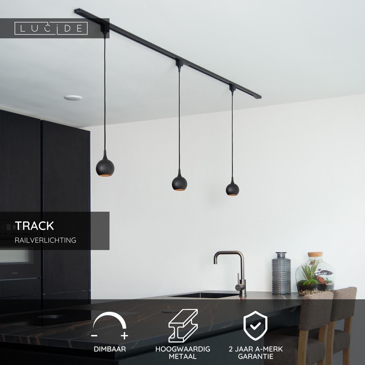 TRACK Starterset - 1-fase Railsysteem / Railverlichting - 2 meter - Zwart