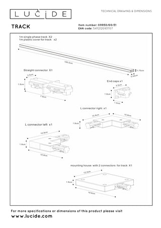 TRACK Starter kit - 1-phase Rail system / Track lighting - 2 metres - White