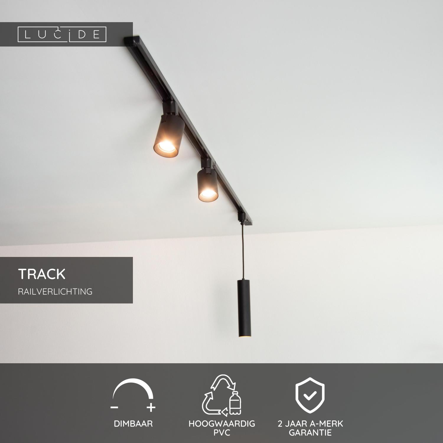 TRACK Surface-mounted rail - 1-phase Rail system / Track lighting - 1 metre- Black (Extension)