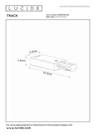 TRACK Alimentation - Système de rail monophasé / Éclairage sur rail - Simple - Noir (Extension)