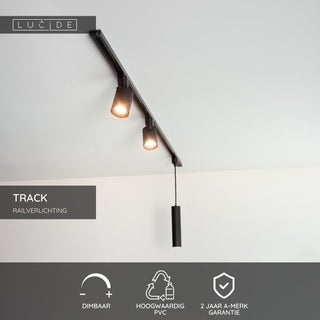 TRACK Alimentation - Système de rail monophasé / Éclairage sur rail - Simple - Noir (Extension)