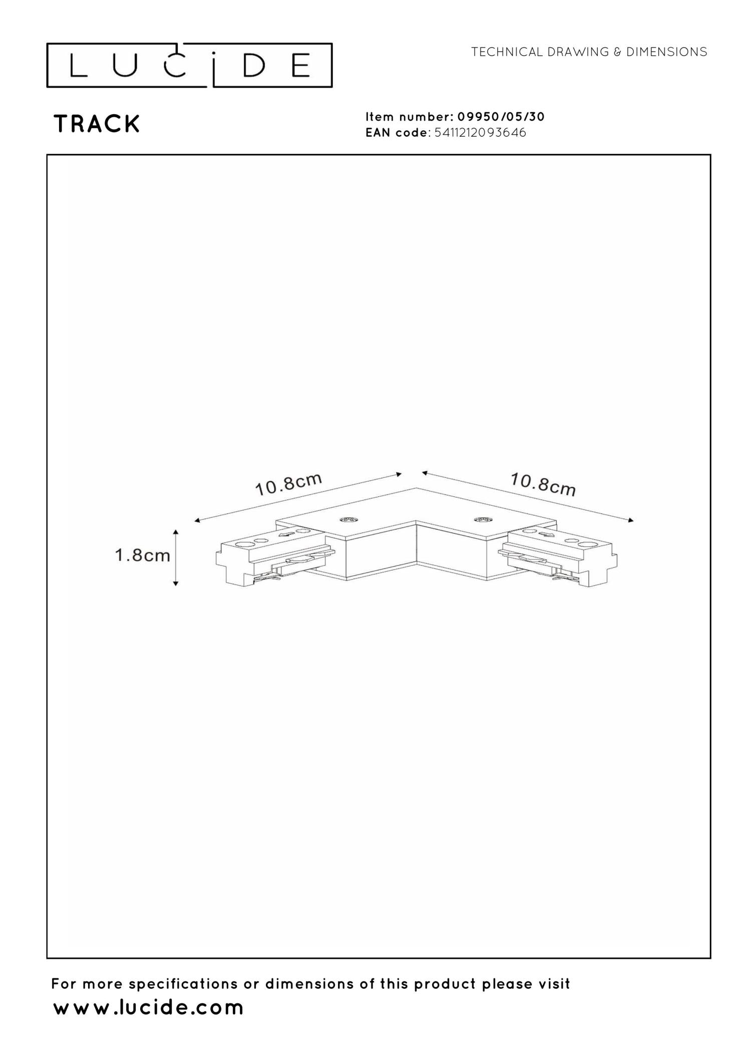 TRACK L-connector - 1-phase Rail system / Track lighting - Left - Black (Extension)