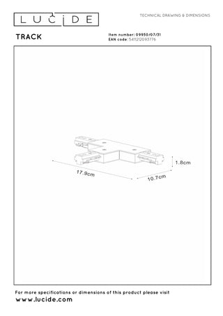 TRACK T-koppelstuk  B - 1-fase Railsysteem / Railverlichting - Wit (Uitbreiding)