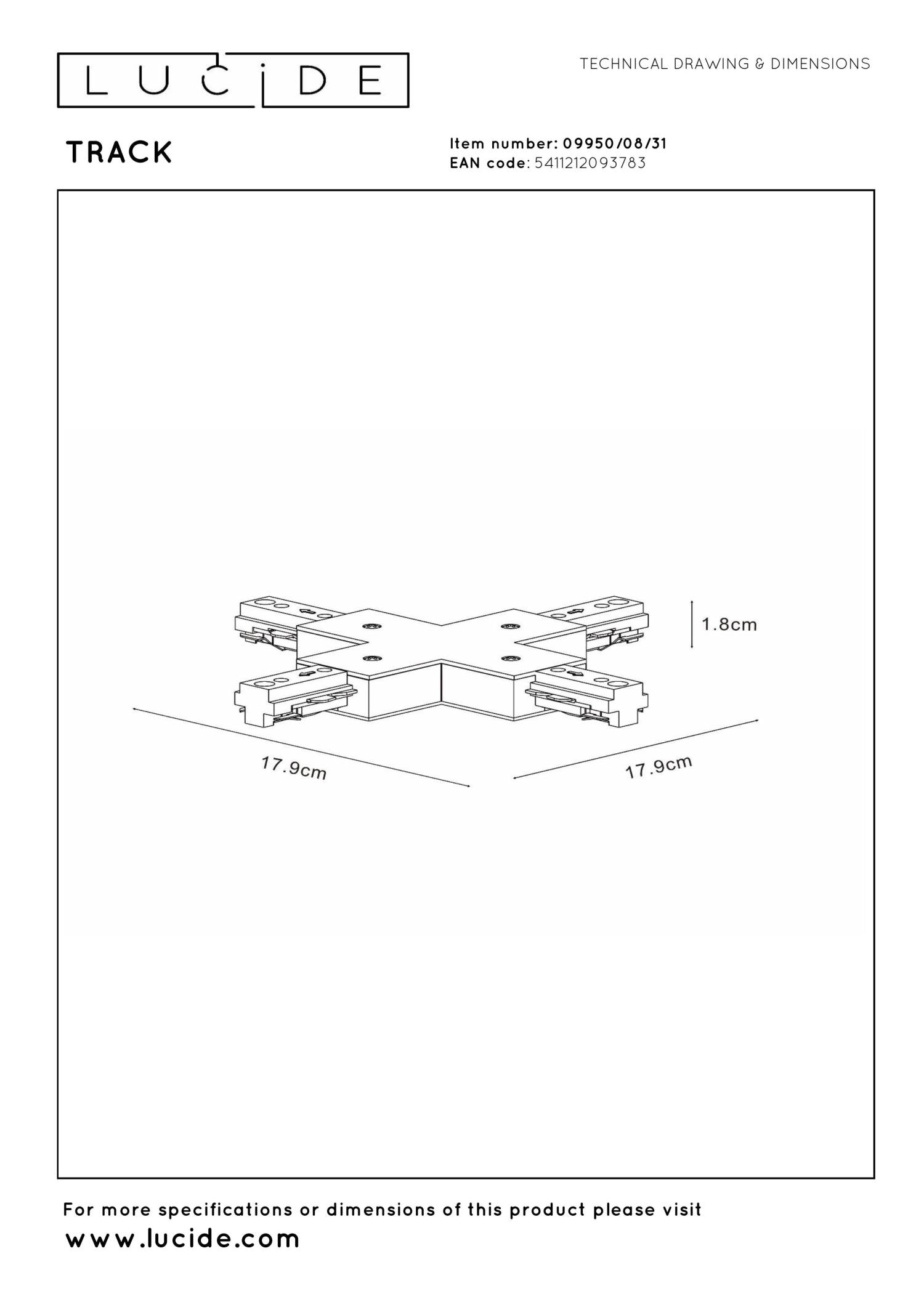 TRACK X-connector - 1-phase Rail system / Track lighting - White (Extension)