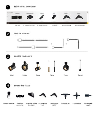 TRACK NIGEL Rail spot - 1-phase Rail system / Track lighting - 1xGU10 - Black (Extension)