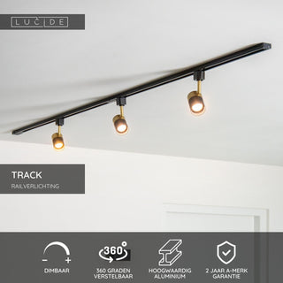TRACK FLORIS Railspot - 1-fase Railsysteem / Railverlichting - 1xGU10 - Zwart (Uitbreiding)