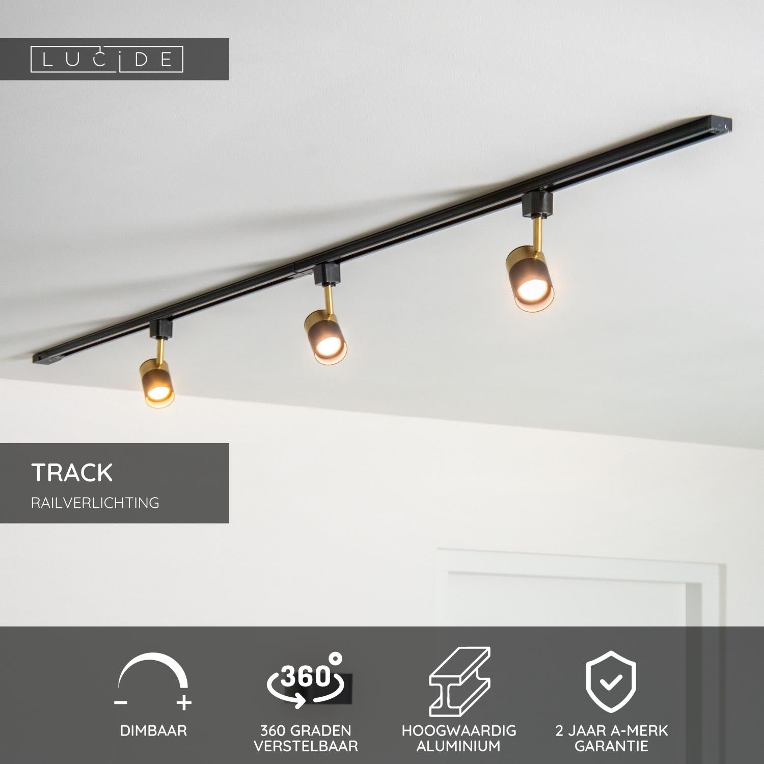 TRACK FLORIS Railspot - 1-fase Railsysteem / Railverlichting - 1xGU10 - Zwart (Uitbreiding)
