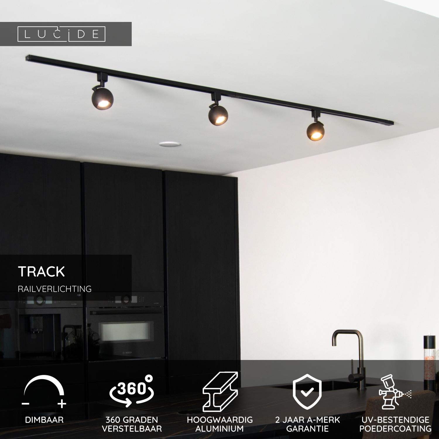 TRACK FAVORI Railspot - 1-fase Railsysteem / Railverlichting - 1xGU10 - Zwart (Uitbreiding)