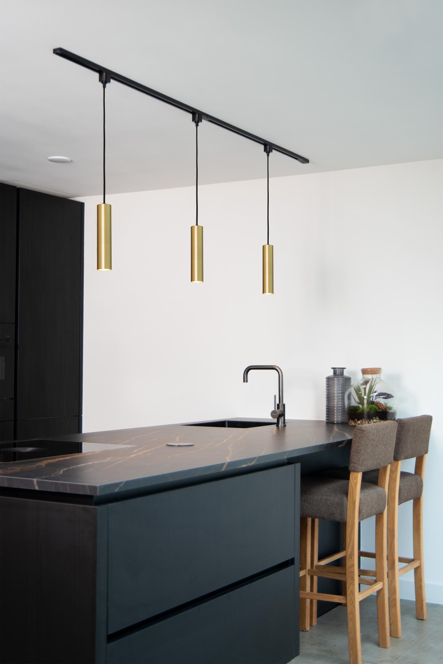 TRACK FLORIS Pendant light - 1-phase Rail system / Track lighting - 1xGU10 - Matt Gold / Brass (Extension)