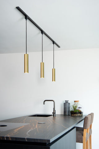 TRACK FLORIS Pendant light - 1-phase Rail system / Track lighting - 1xGU10 - Matt Gold / Brass (Extension)