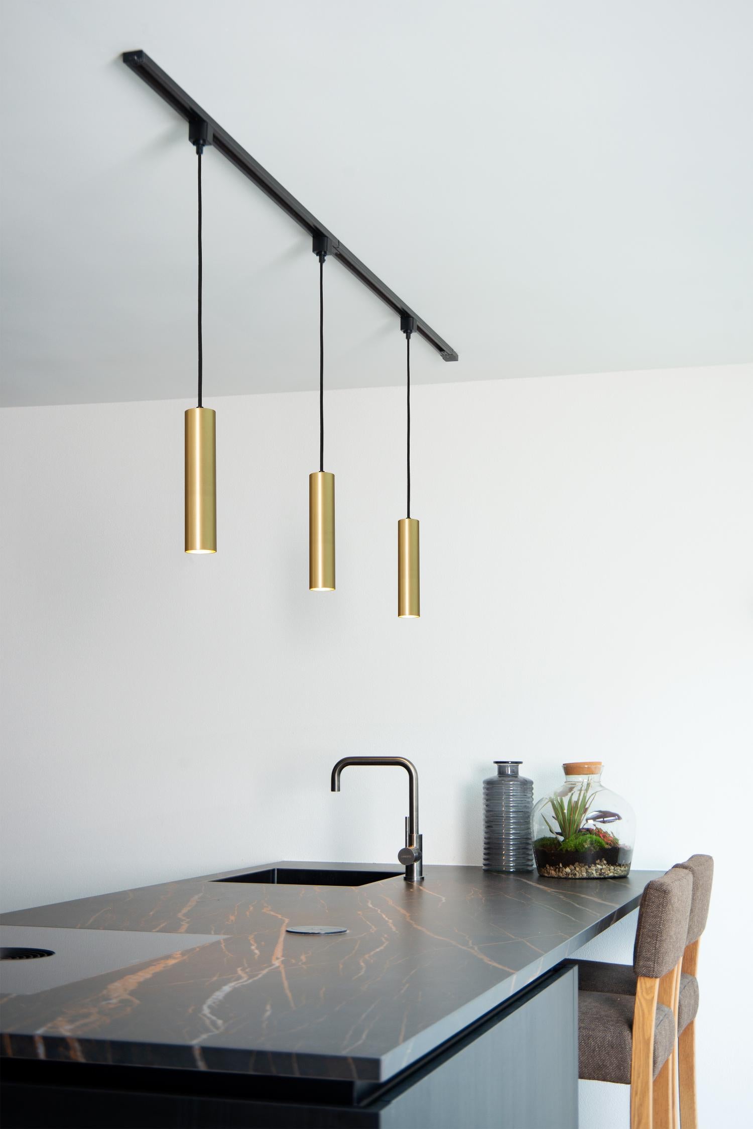 TRACK FLORIS Pendant light - 1-phase Rail system / Track lighting - 1xGU10 - Matt Gold / Brass (Extension)