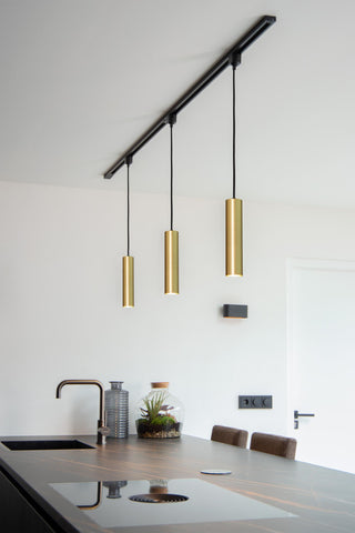 TRACK FLORIS Pendant light - 1-phase Rail system / Track lighting - 1xGU10 - Matt Gold / Brass (Extension)