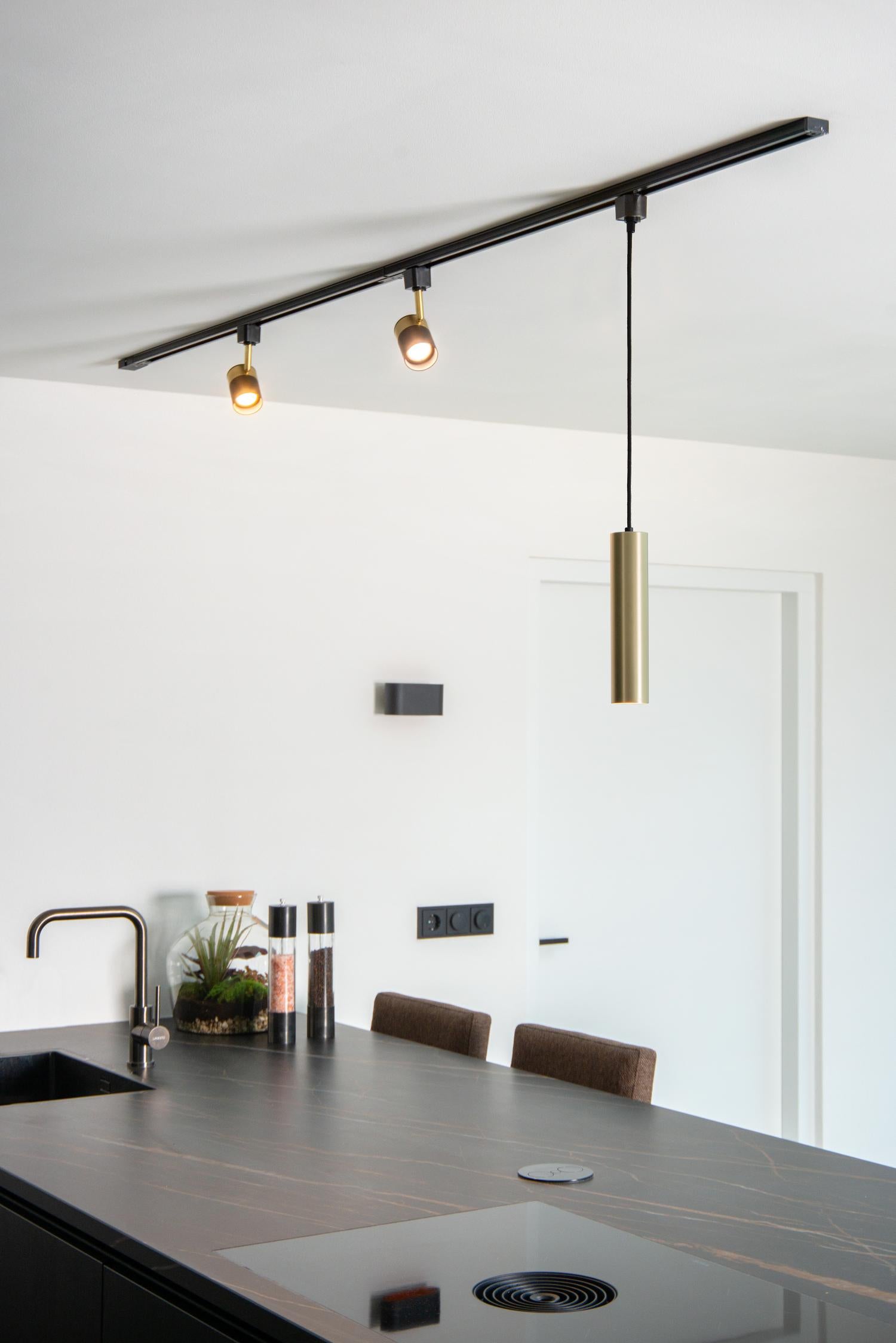 TRACK FLORIS Pendant light - 1-phase Rail system / Track lighting - 1xGU10 - Matt Gold / Brass (Extension)