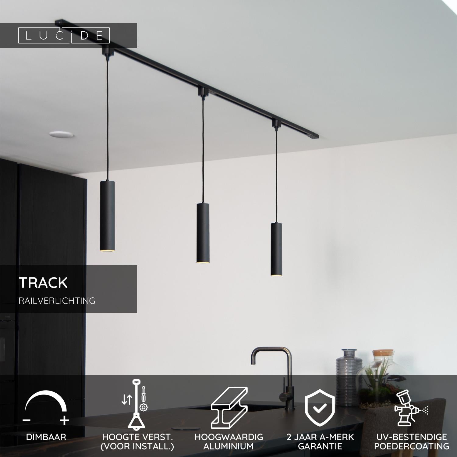 TRACK FLORIS Pendant light - 1-phase Rail system / Track lighting - 1xGU10 - Black (Extension)