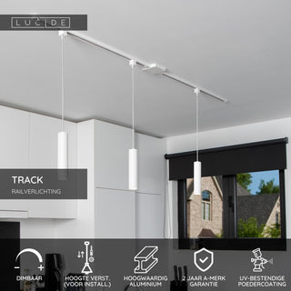 TRACK FLORIS Hanglamp - 1-fase Railsysteem / Railverlichting - 1xGU10 - Wit (Uitbreiding)