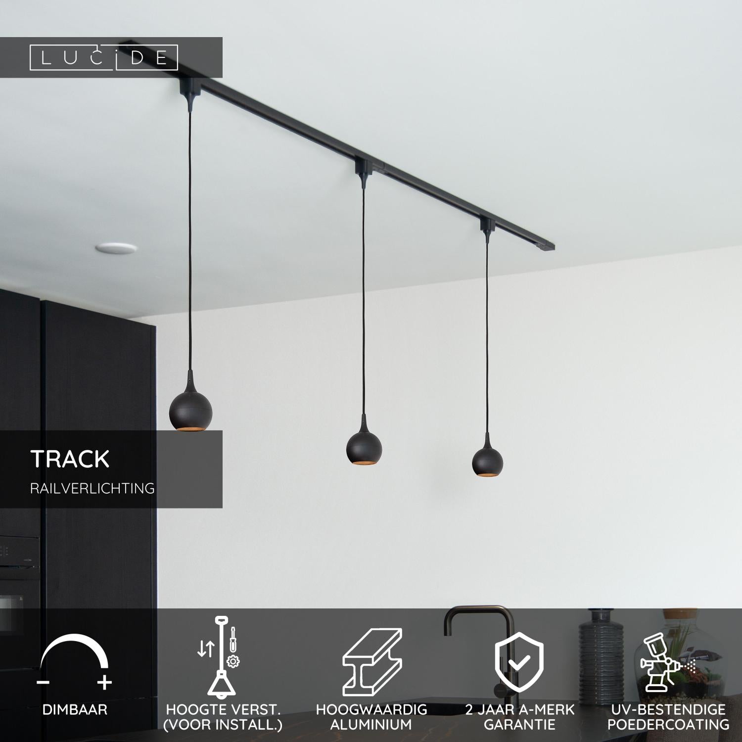 TRACK FAVORI Pendant light - 1-phase Rail system / Track lighting - 1xGU10 - Black (Extension)