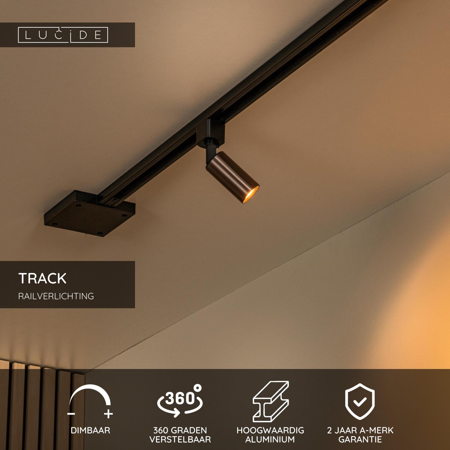 TRACK RITMO Railspot - 1-fase Railsysteem / Railverlichting - 1xGU10-MR11 - Koffie (Uitbreiding)